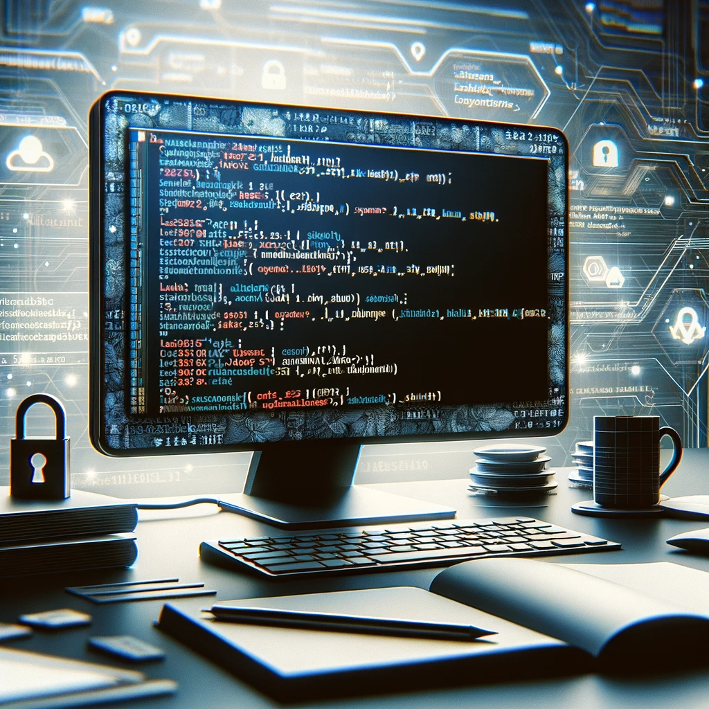Illustration of a linux workspace on a computer screen